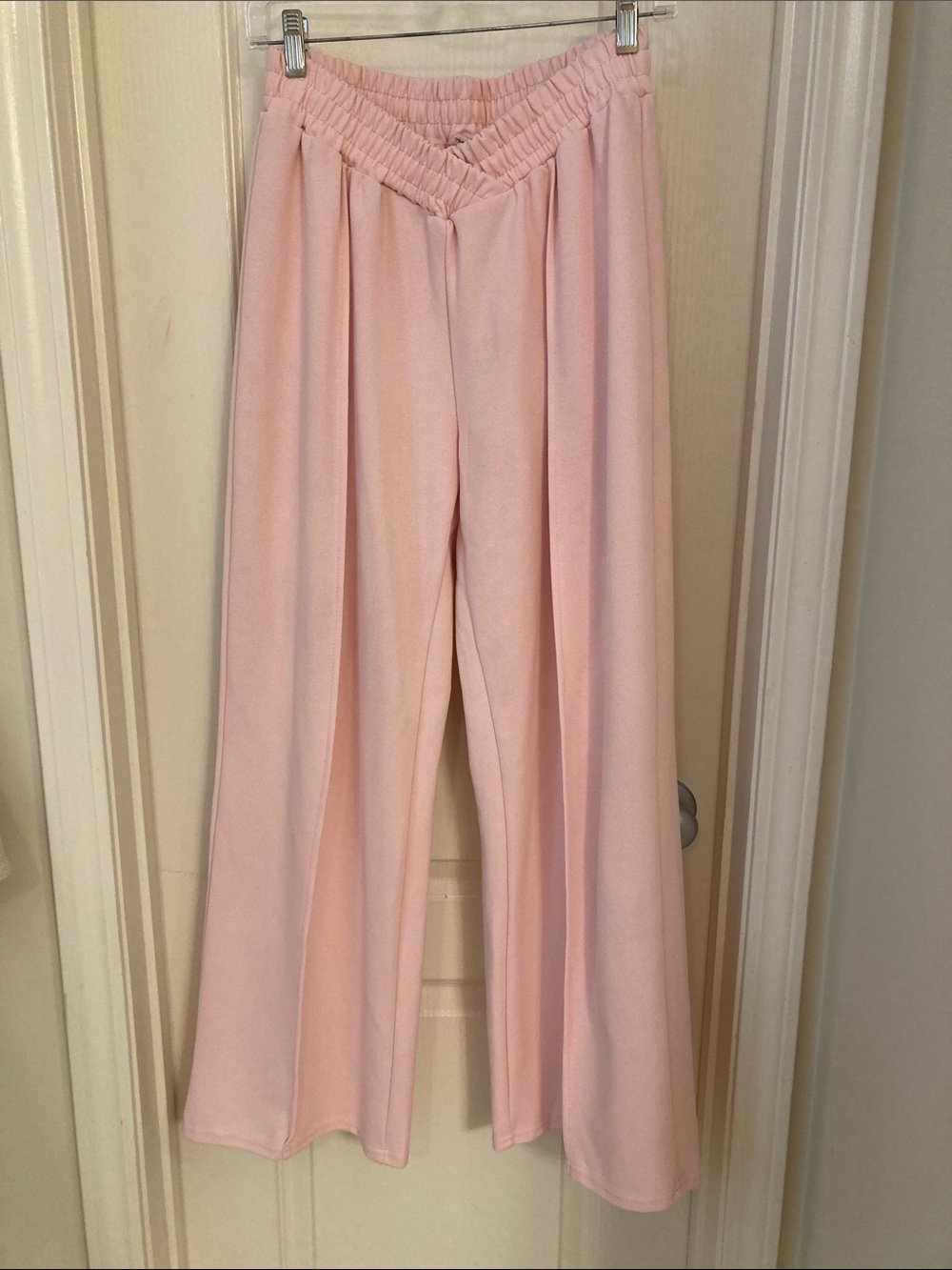 Wide Leg Smocked Waist Pants - Pink